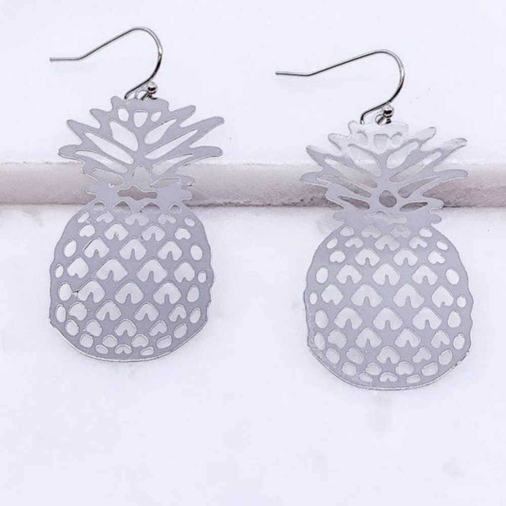 Silver Pineapple Drop Earrings